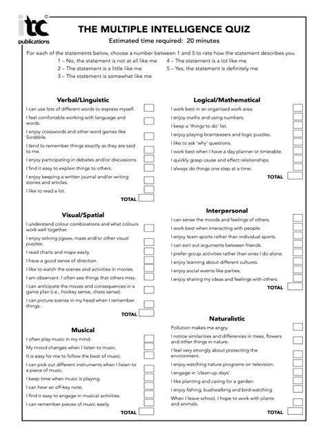 howard gardner's multiple intelligences test